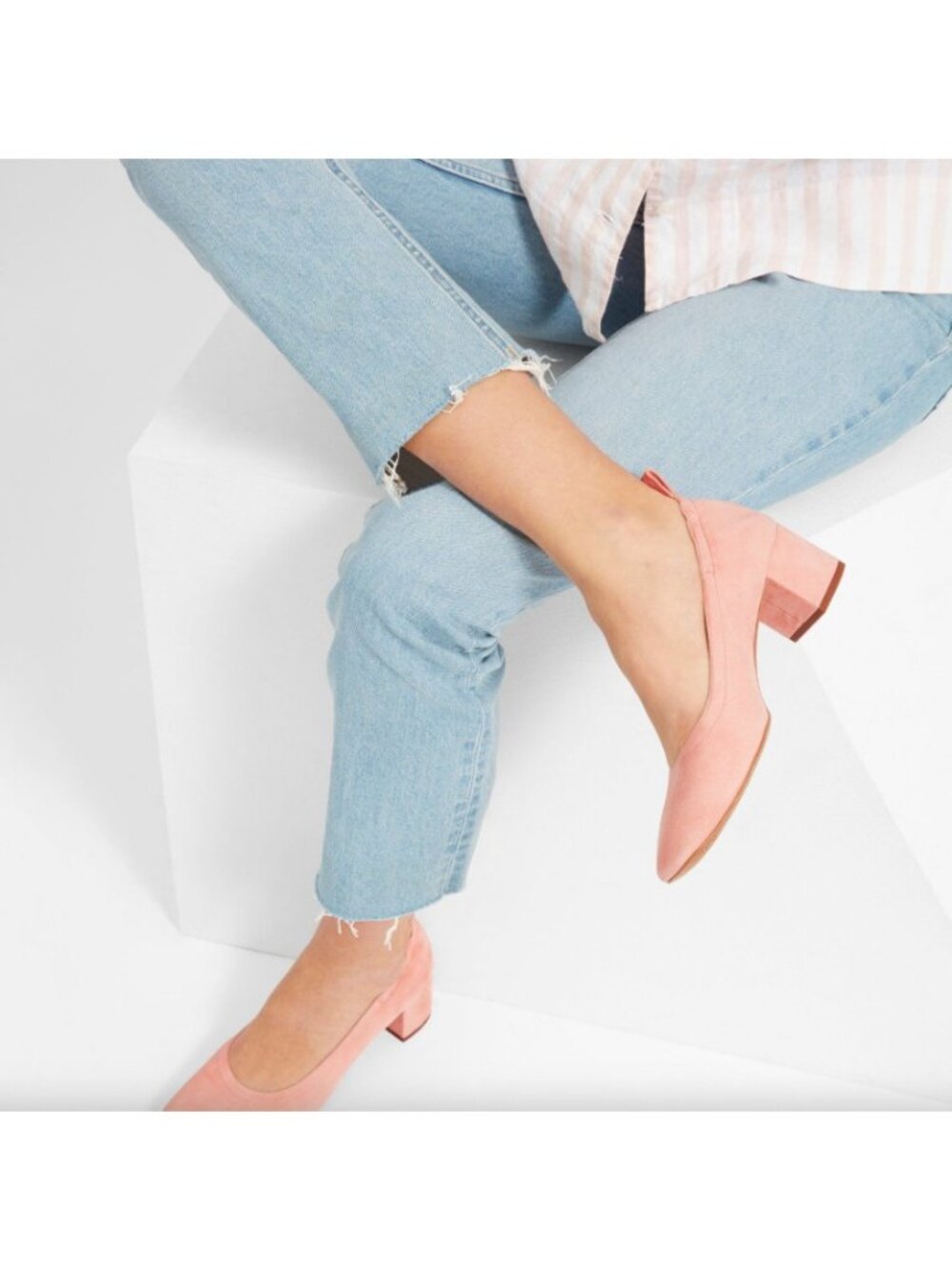 Everlane Women's Pale Pink Suede The Leather Day Heel Sz 10